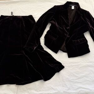 Jones New York Eggplant Velvet Blazer Skirt Set Sz 4